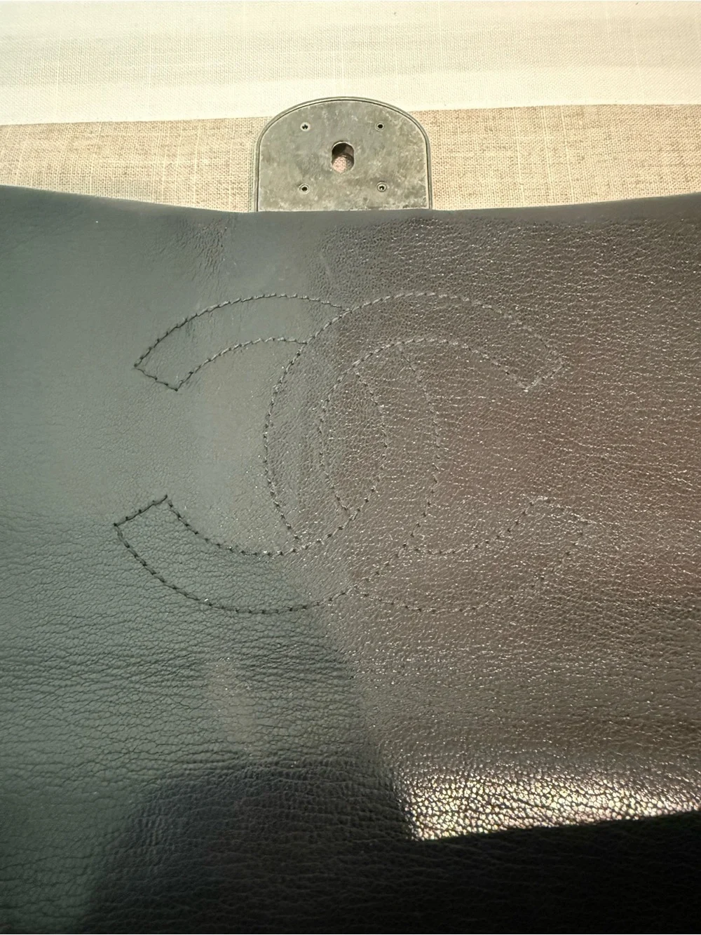 Chanel Black Quilted Goatskin Leather Shoulder Bag with Silver CC Turn-Lock
